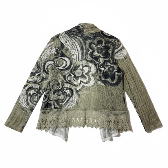 ✨ Chico’s Lace Cardigan | Muted Green • Blue • Cream | Size 1 (M 8–10) ✨ - Picture 5 of 9